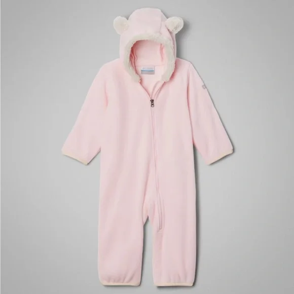 Columbia Light Pink Baby Onesie with Bear Ears - Picture 1 of 5